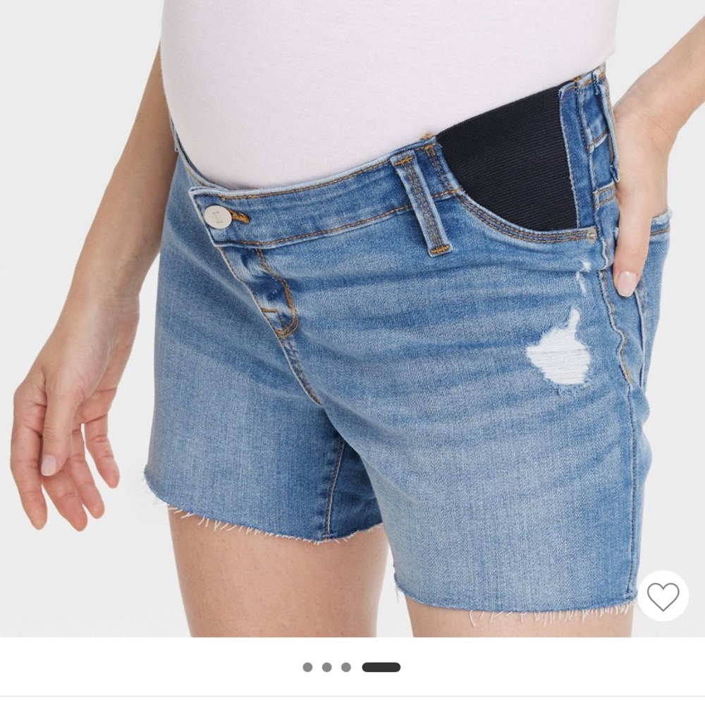 Isabel Maternity by Ingrid & Isabel Light Blue Denim Shorts with Black Panels